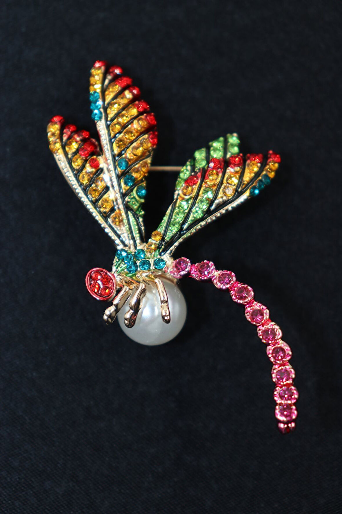 Yusufçuk broş. Taşlı tasarım broş. Yaka iğnesi broş. Kadın broş. Broş. Erkek broş. Unisex.