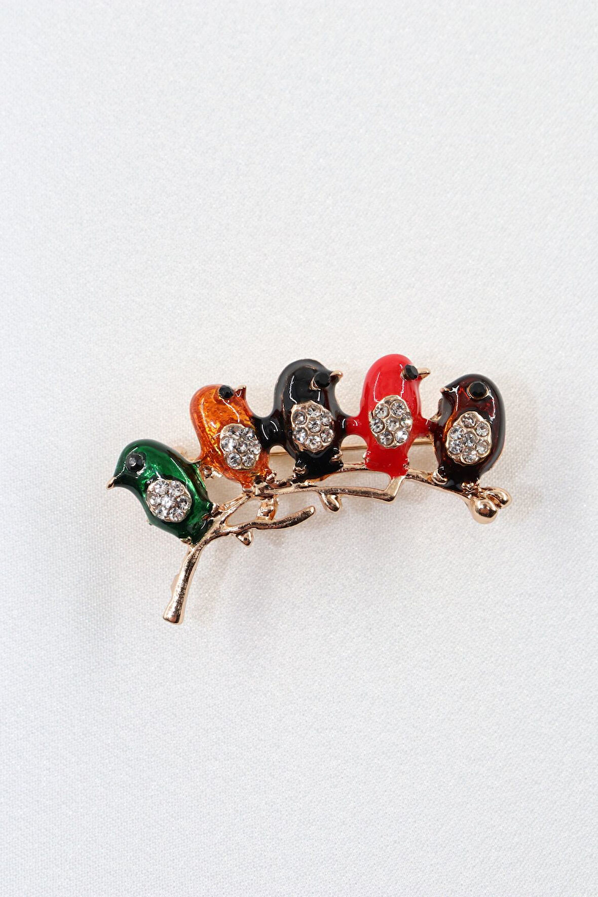Minik serçe broş. Taşlı tasarım broş. Yaka iğnesi broş. Kadın broş. Broş.