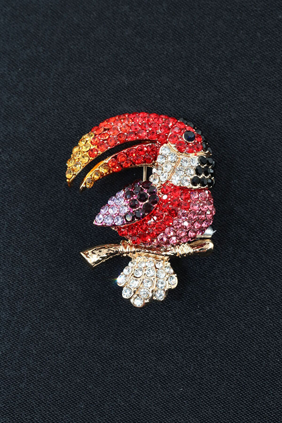 Tukan kuşu broş. Yaka iğnesi broş. Taşlı tasarım tukan broş. Kadın broş. Erkek broş. Broş. Unisex