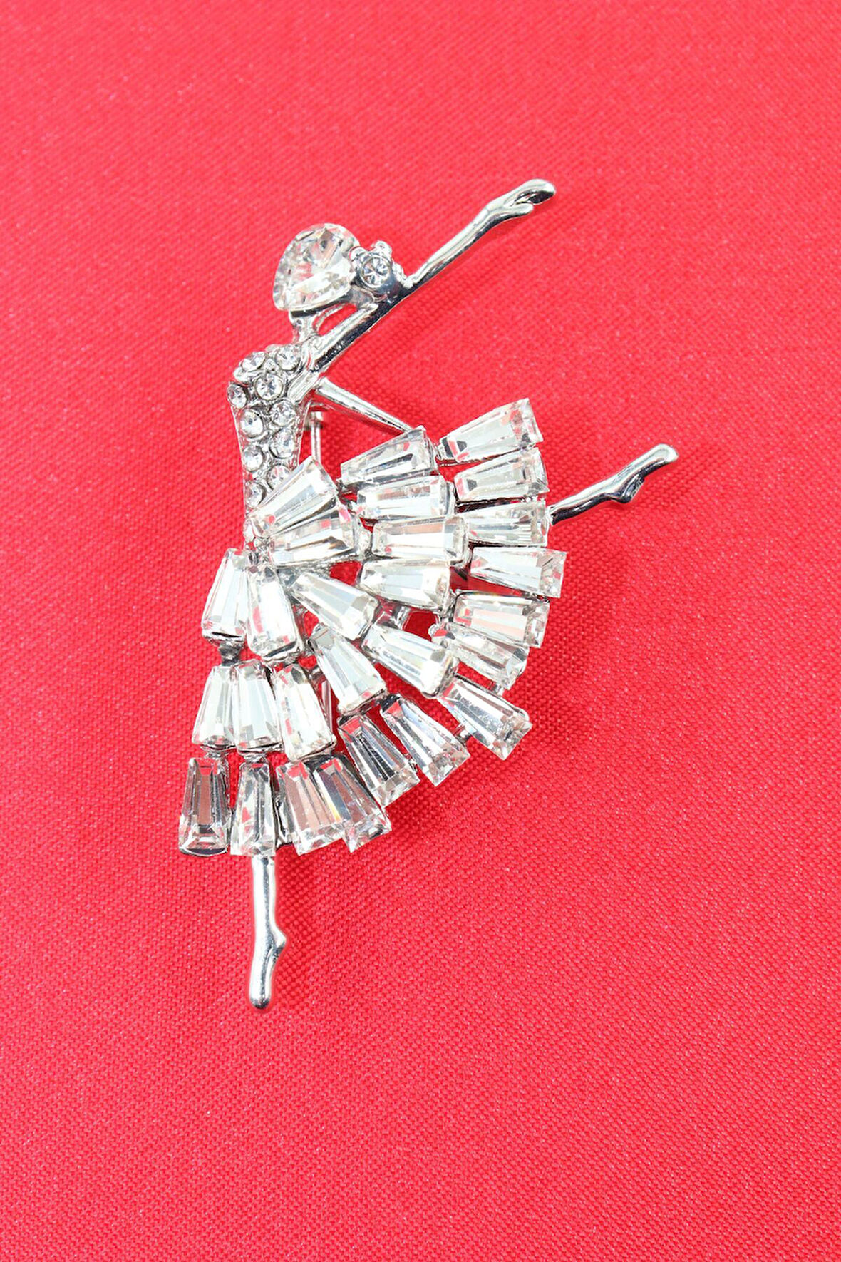 Balerin Broş. Yaka Iğnesi Broş. Kristal Tasarım Balerin Taşlı Broş. Kadın Broş. Gümüş Renk Broş