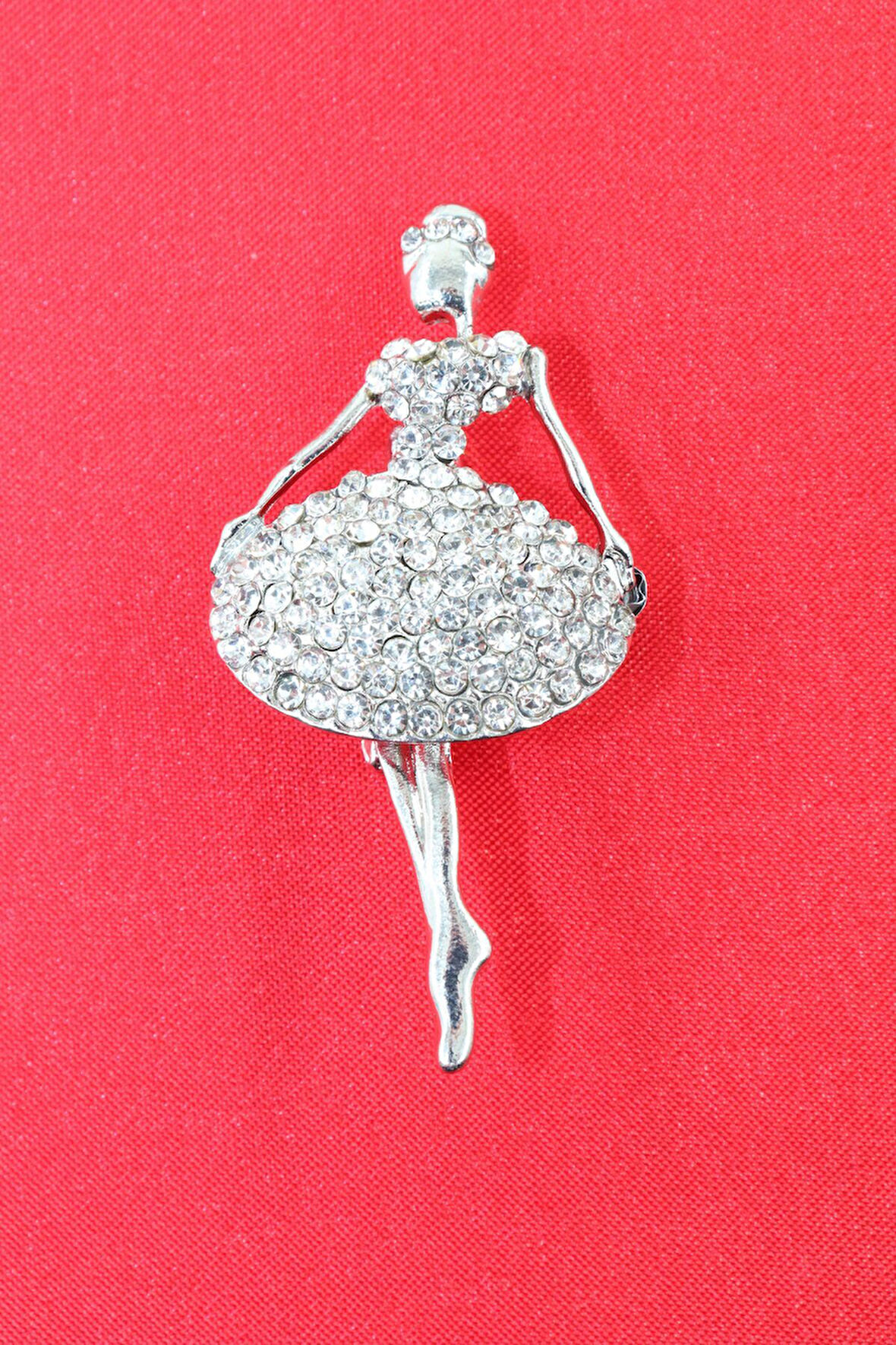 Gümüş Renk Balerin Broş. Kadın Yaka Iğnesi Broş. Balerin Kristal Taşlı Broş. Kadın Broş. Gümüş Broş