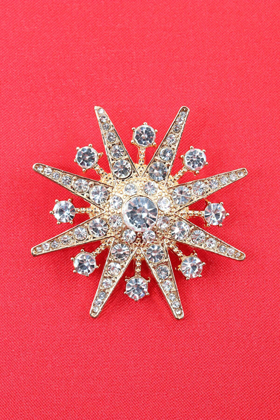Gold Kar tanesi broş. Taşlı tasarım broş. Yaka iğnesi broş. Kadın broş. Erkek broş. Broş. Unisex