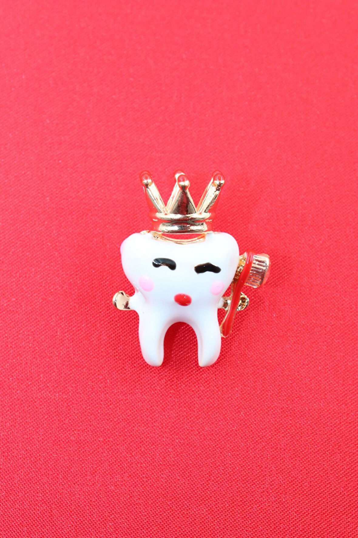 Diş broş. Taşlı tasarım diş broş. Yaka iğnesi broş. Kadın broş. Erkek broş. Broş. Unisex