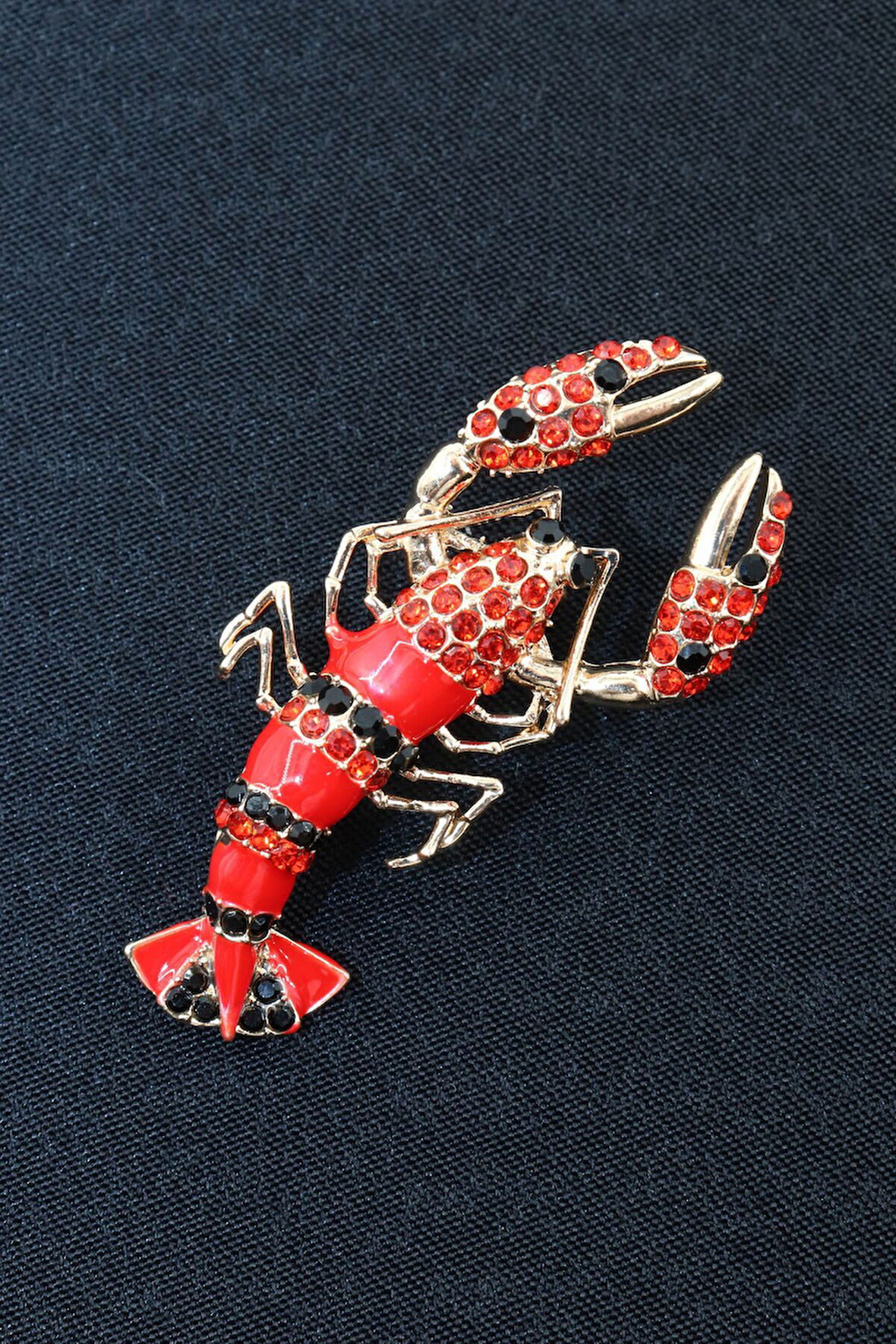 İstakoz broş. Taşlı tasarım istakoz broş. Kadın broş. Erkek broş. Broş. Unisex