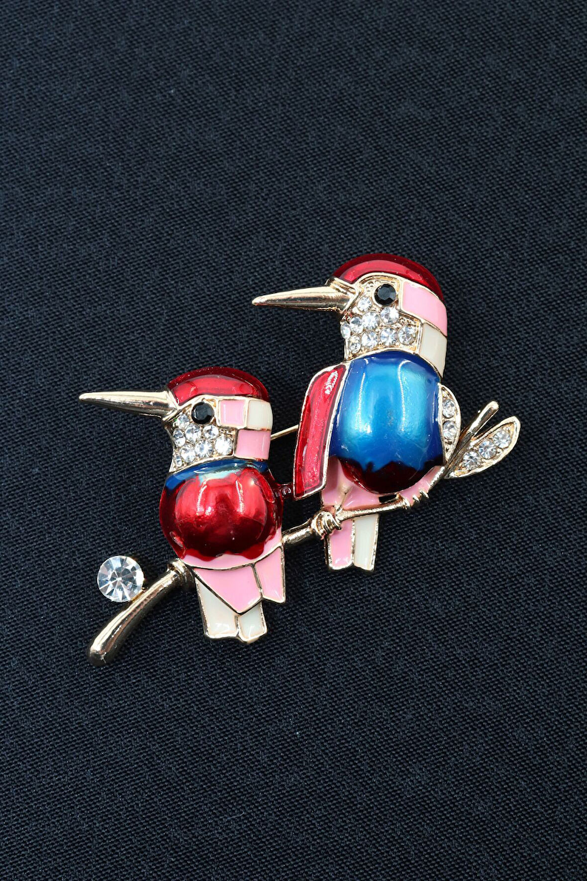 Çalı kuşu broş. Taşlı tasarım broş. Yaka iğnesi çalı kuşu broş. Kadın broş. Broş. Kuş broş.