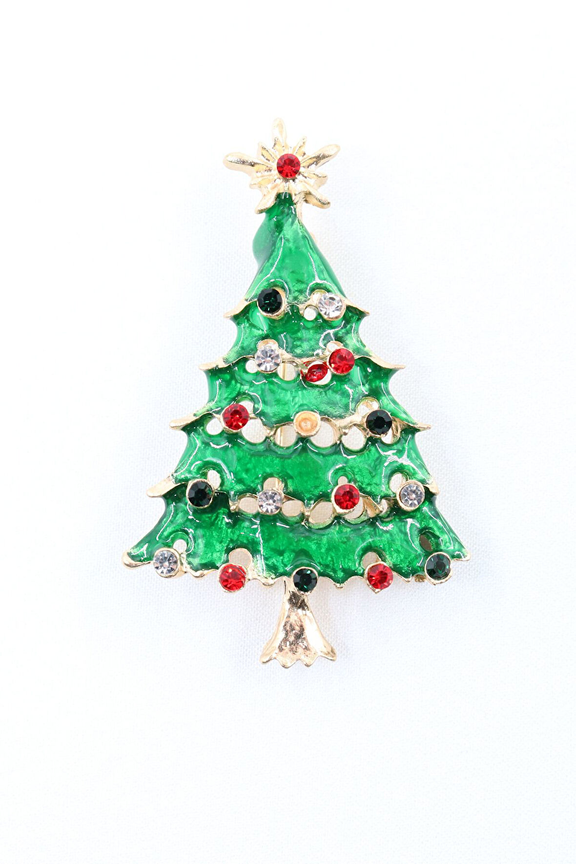 Zirkon Taşlı Cam Ağacı Broş. Yaka Iğnesi Çam Ağacı Broş. Kadın Broş, Erkek Broş. Çam Ağacı Broş.