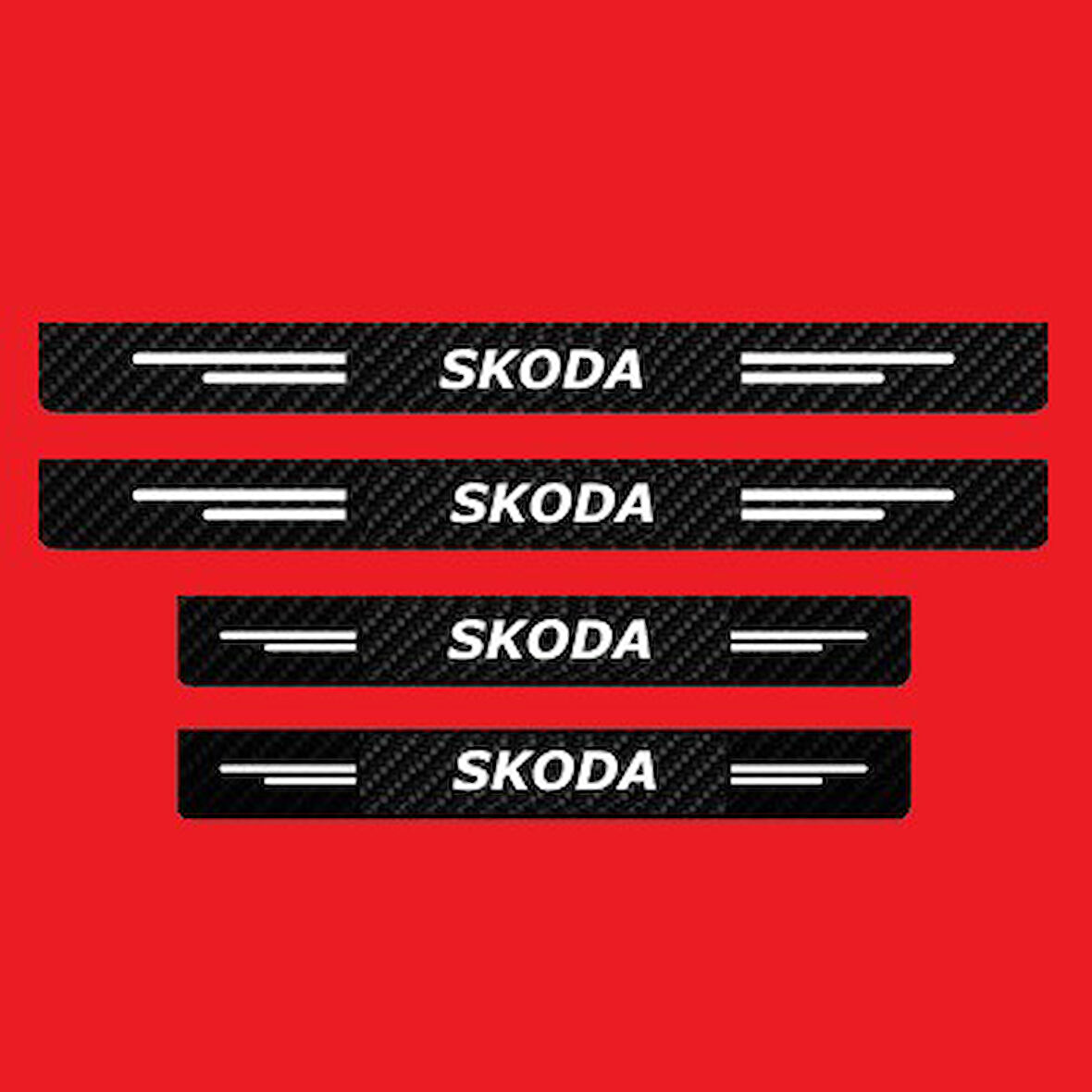 Skoda Modelleri İçin Uyumlu Grafen Karbon Oto Kapı Eşiği 4 Adet