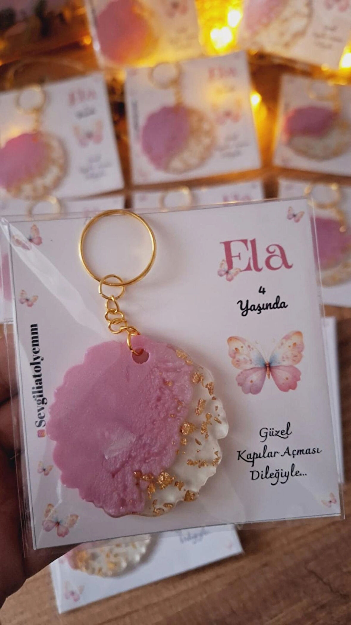 KELEBEK KARTLI ANAHTARLIK 10 ADET  YENİDOĞAN DOĞUM GÜNÜ BABYSHOWER MEVLÜT