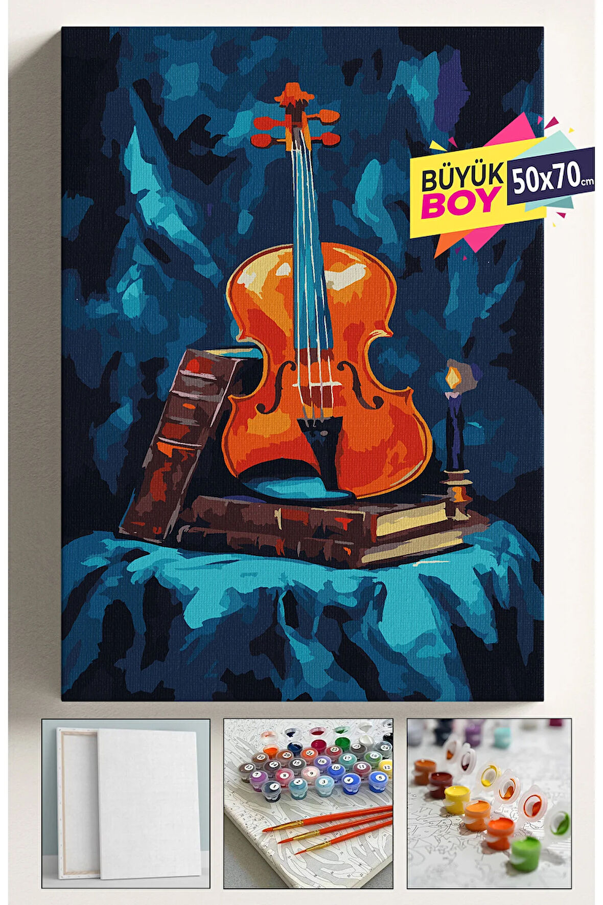 Sayılarla Boyama Seti Numaralı Tuval Fırça Boya Dahil Kasnaklı Set 50x70 Cm - KEMAN