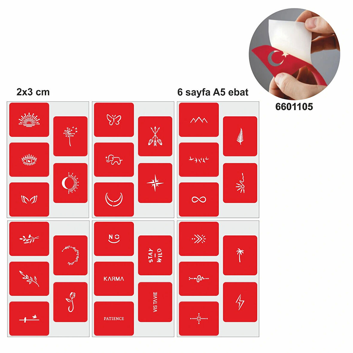 Minimal Desenler 30 Adet Minik desen Geçici Dövme Şablonu