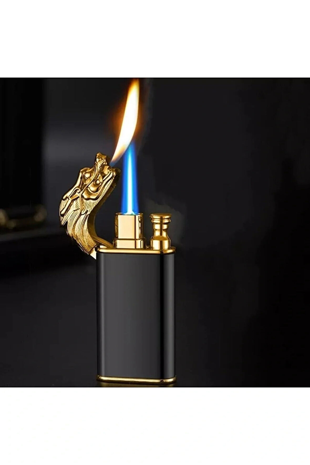 Ejderha Figürlü Çift Alev Çakmak