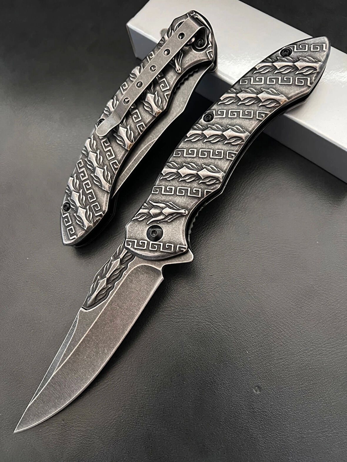 AlsepeteAvm Desenli Eskitme Gri Kamp Çakısı