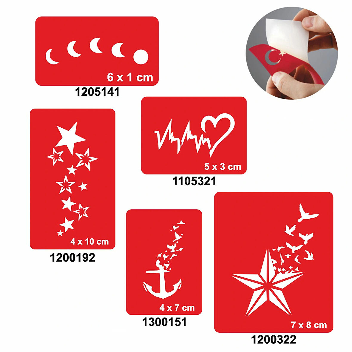 Gökyüzü 5'li Set Geçici Dövme Kına Şablonu