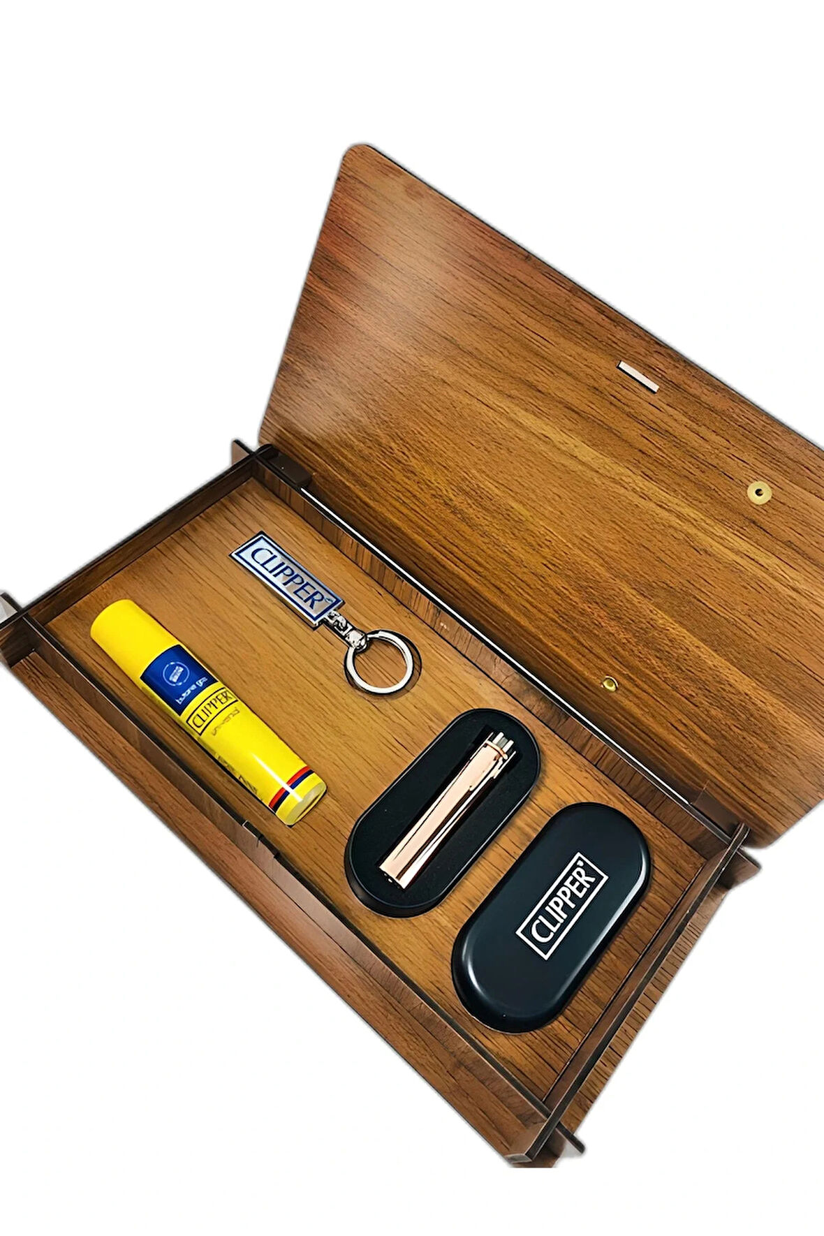 Ahşap Gazlı Metal Çakmak Seti Rose