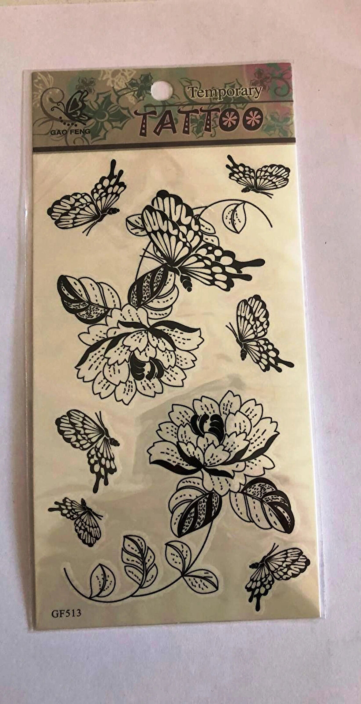 Kelebek ve Gül Yapıştırma Sticker Dövme Geçici Dövme Temporary Tattoos