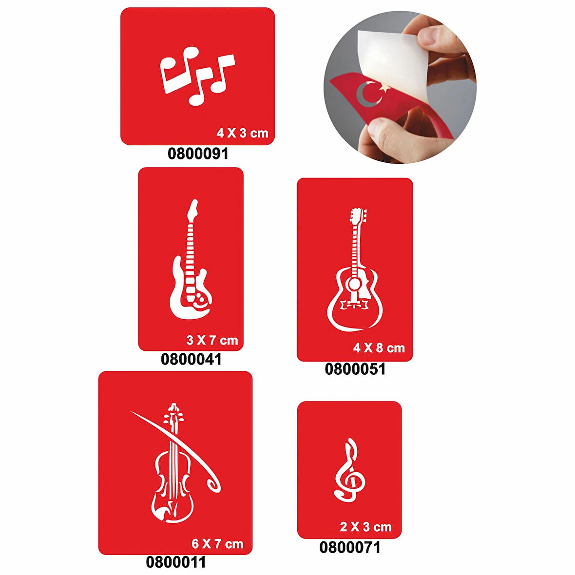 Müziğin Gücü 5'li Set Geçici Dövme Kına Şablonu