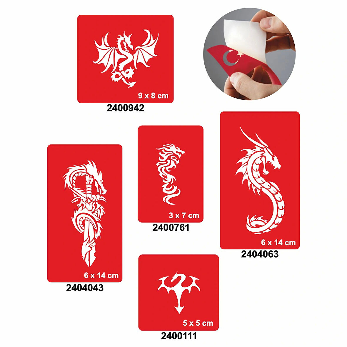 Dragonlar 5'li Set Geçici Dövme Kına Şablonu