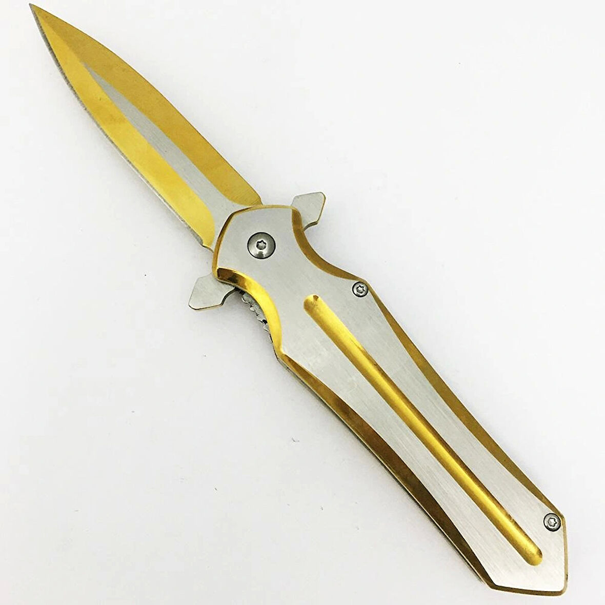 AlsepeteAvm Gold Metal Otomatik Kamp Çakısı