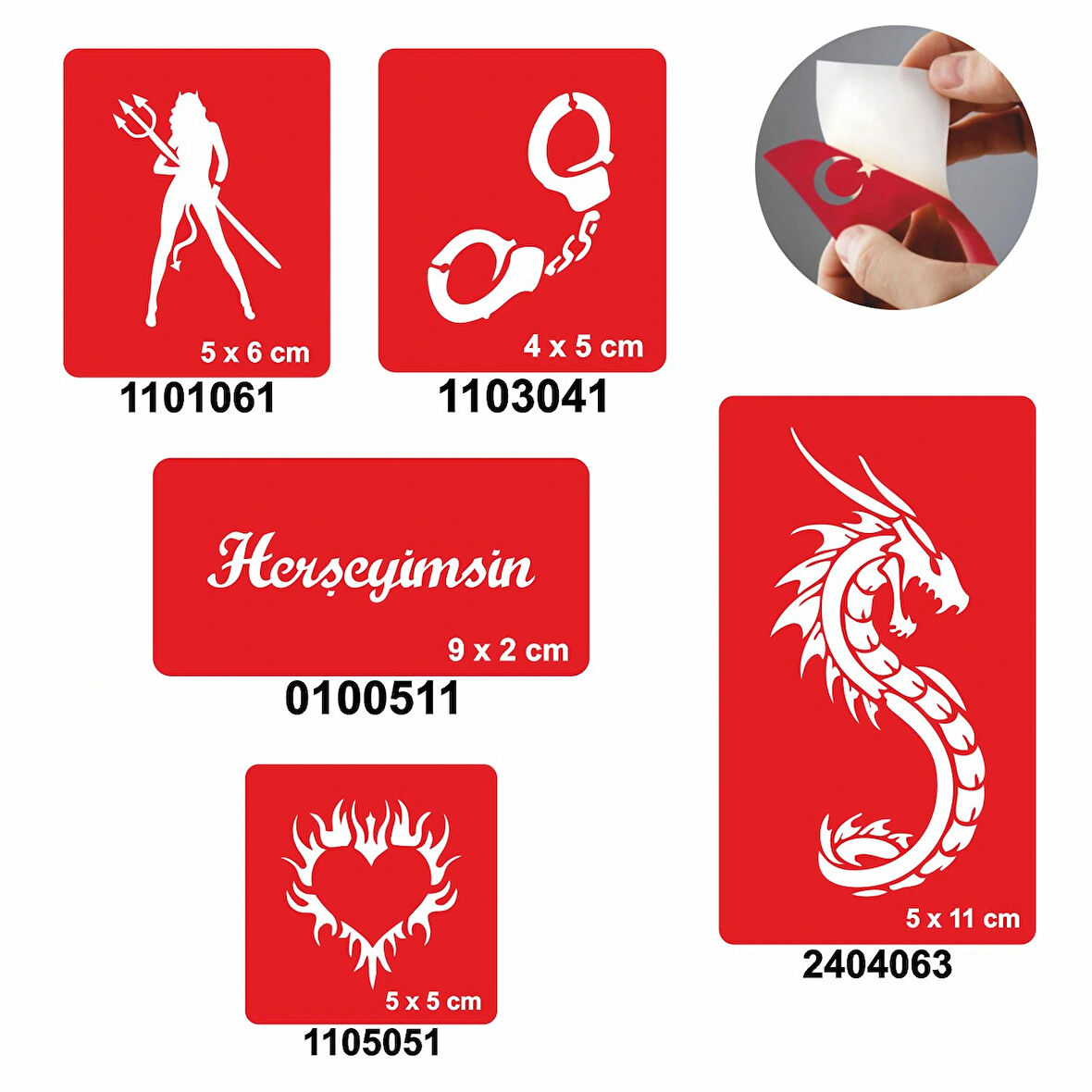 Herşeyimsin 5'li Set Geçici Dövme Kına Şablonu