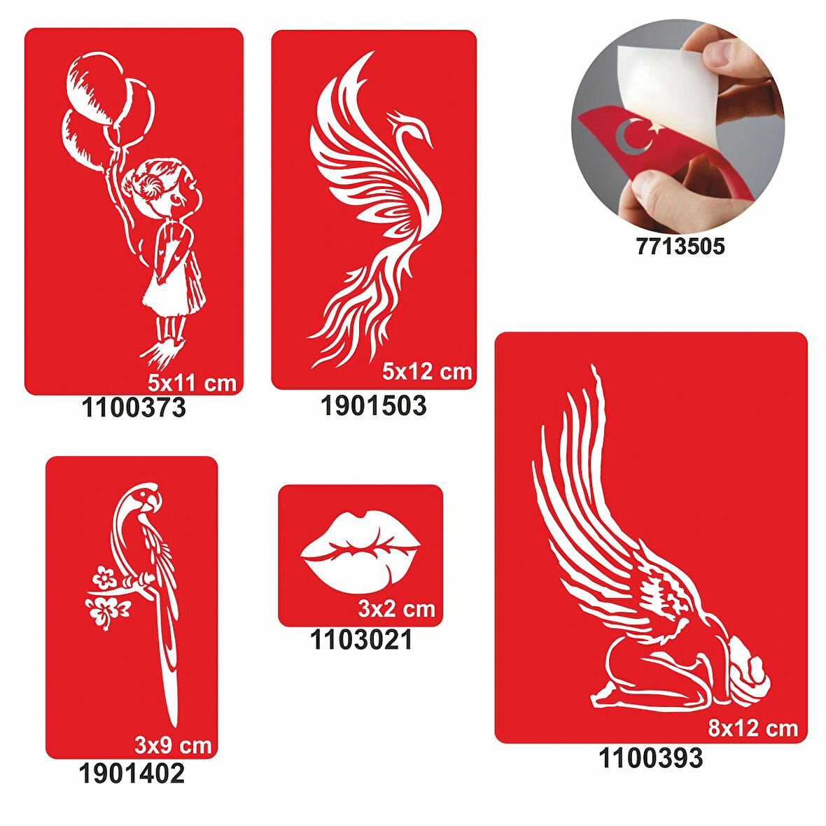 Melekler Korusun 5 li Set Geçici Dövme Kına Şablonu