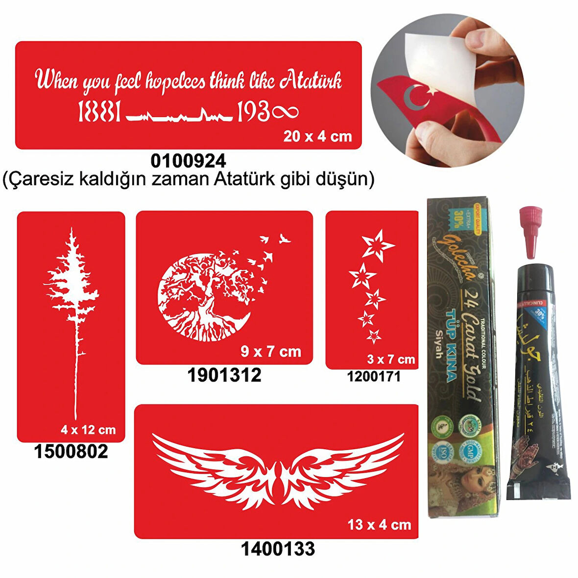 Doğa Desenleri Hint Kınası ile Geçici Dövme Yapma Seti