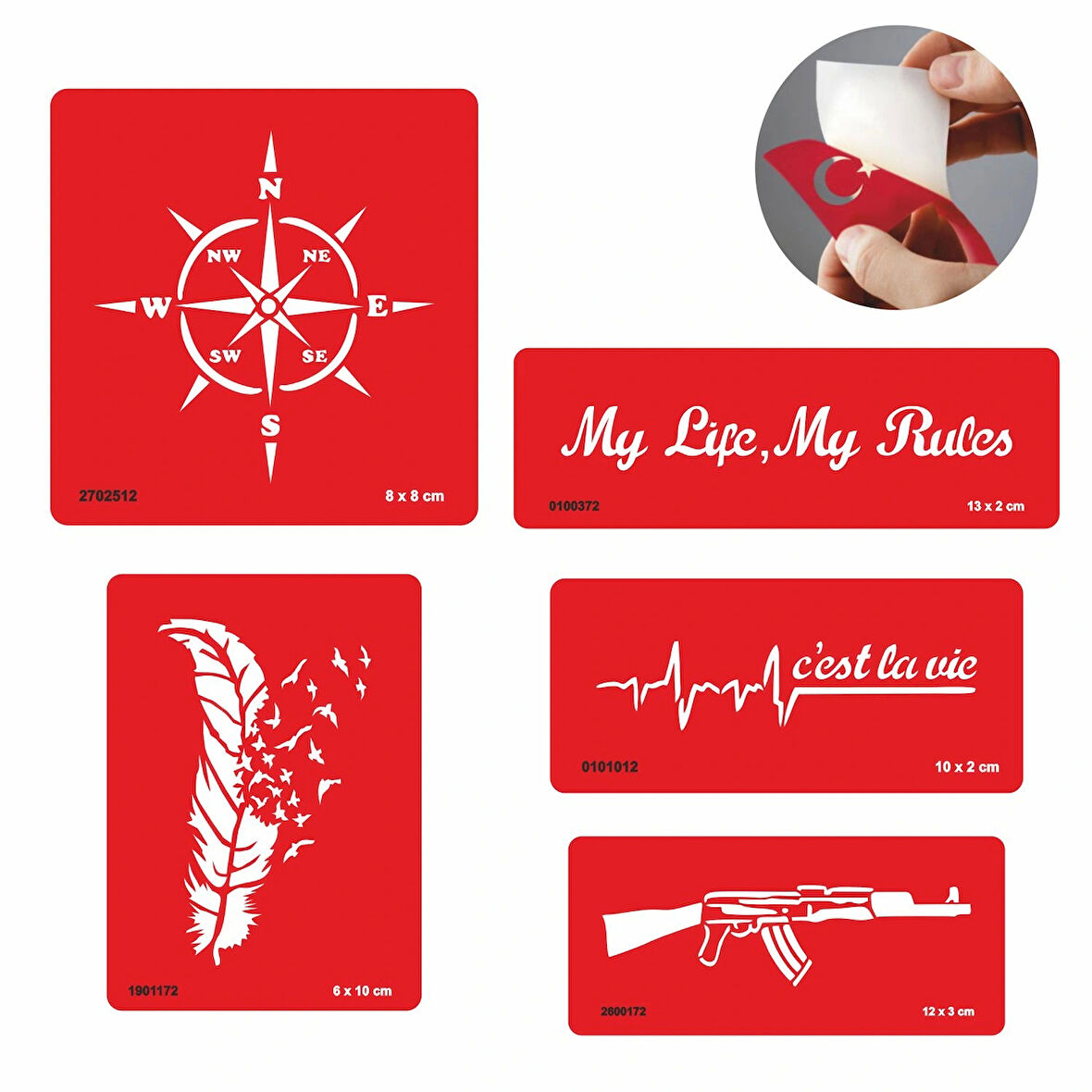 Şanslı Dövmeler 5'li Set Geçici Dövme Kına Şablonu