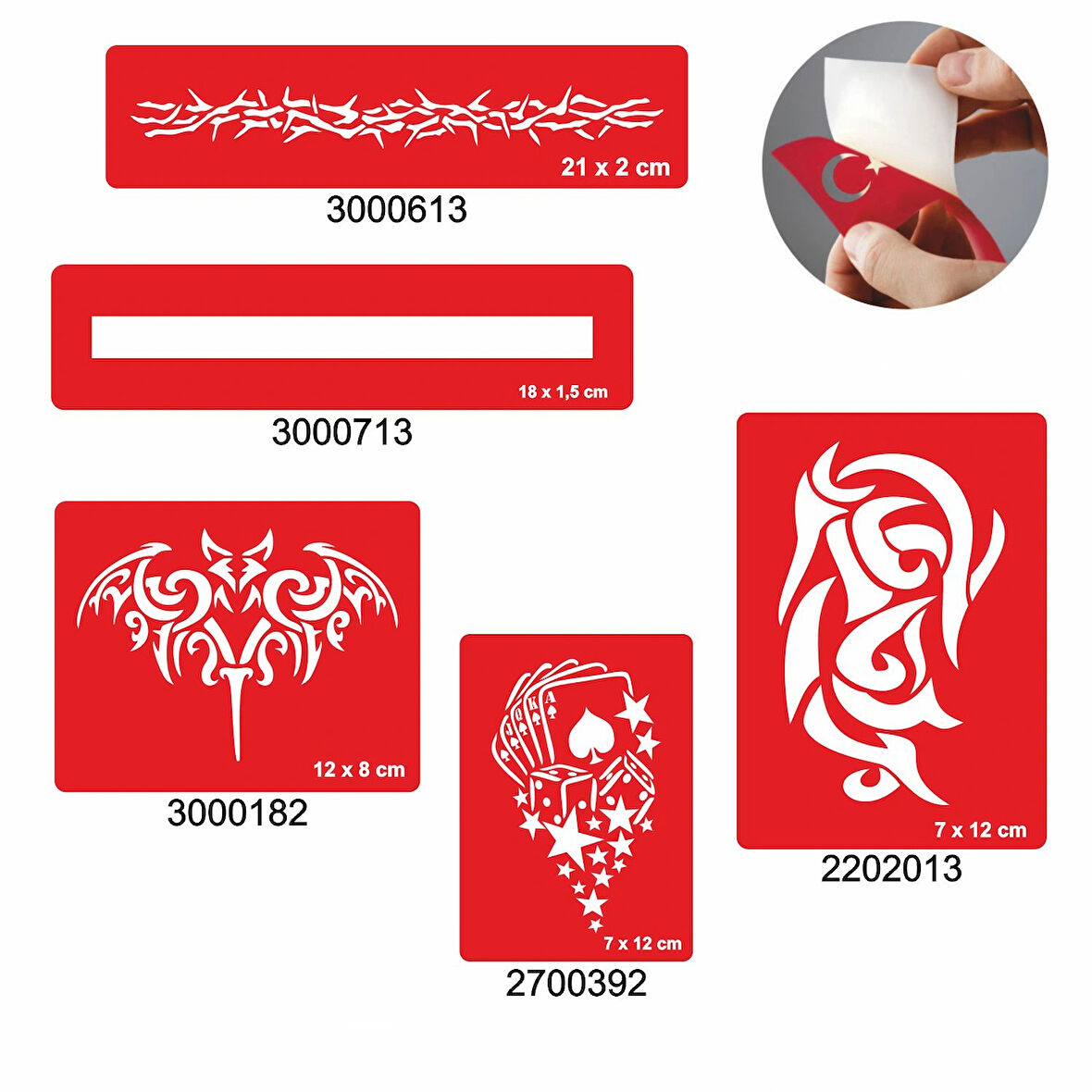 Güçlü Erkek Modelleri 5'li Set Geçici Dövme Kına Şablonu