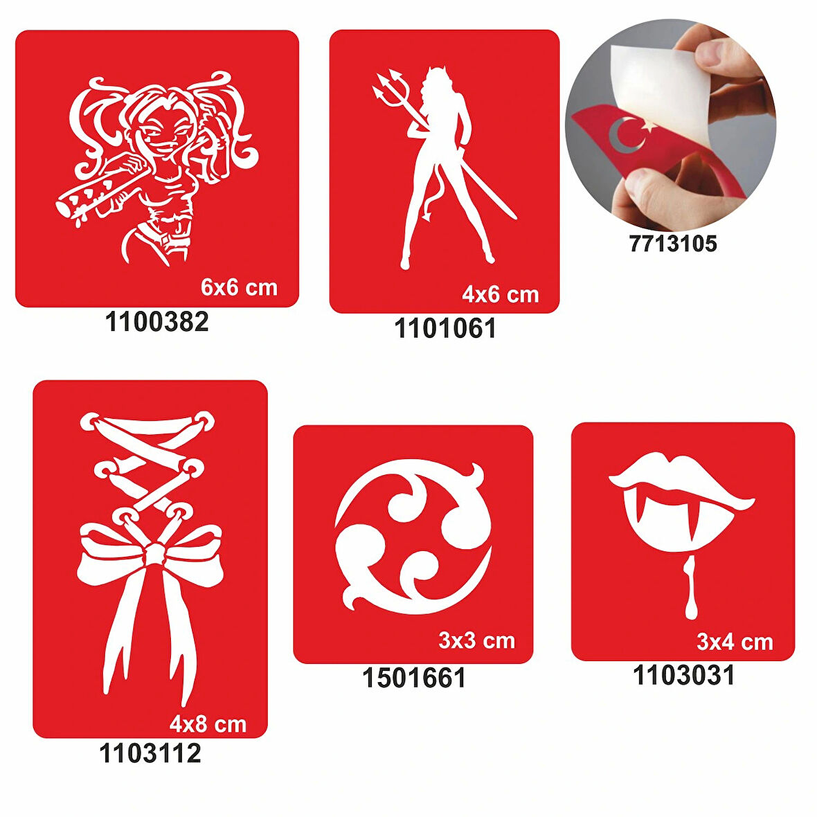 Güçlü Yaradılış 5 li Set Geçici Dövme Kına Şablonu