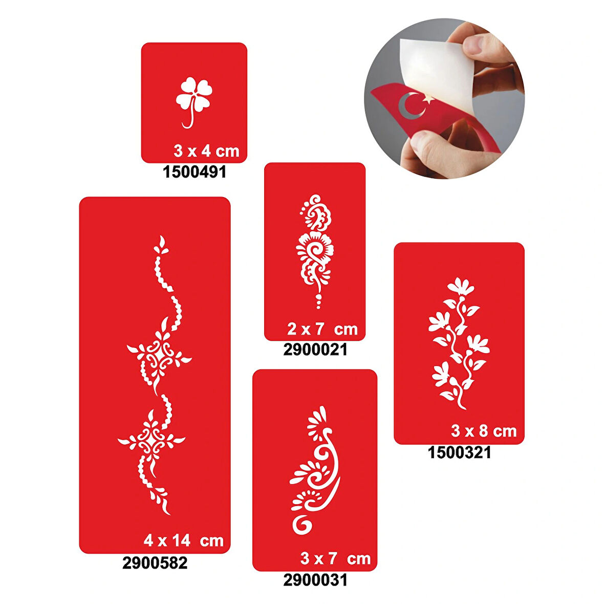 Arajman Çiçekler 5'li Set Geçici Dövme Kına Şablonu