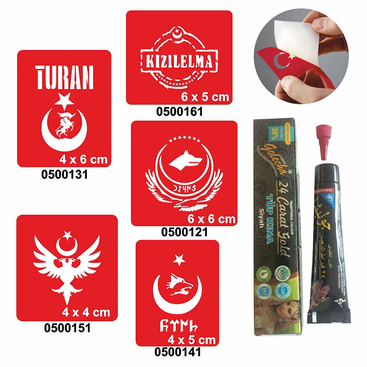 Türkçülük Sembolleri  Hint Kınası ile Geçici Dövme Yapma Seti