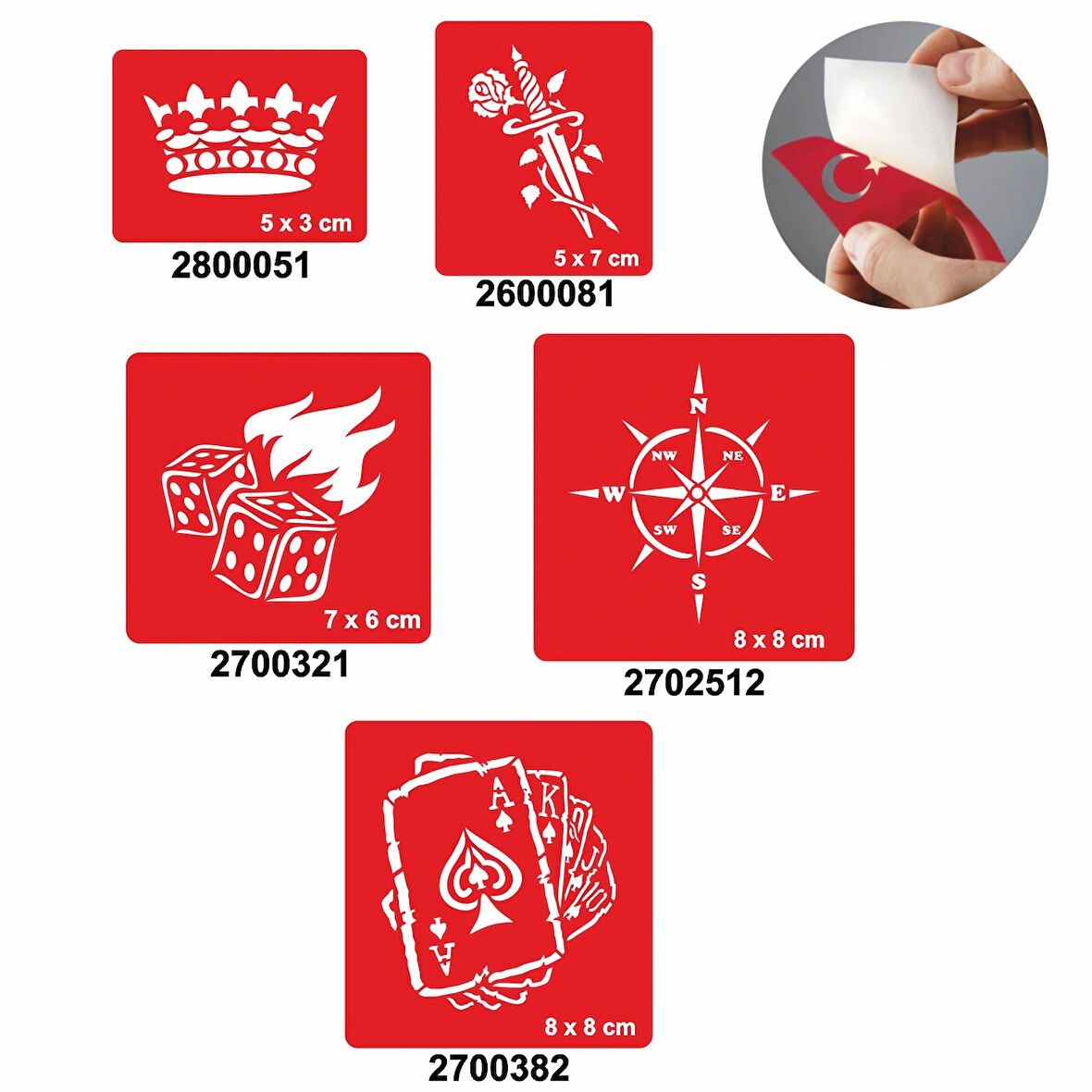 Şans Oyunları 5'li Set Geçici Dövme Kına Şablonu