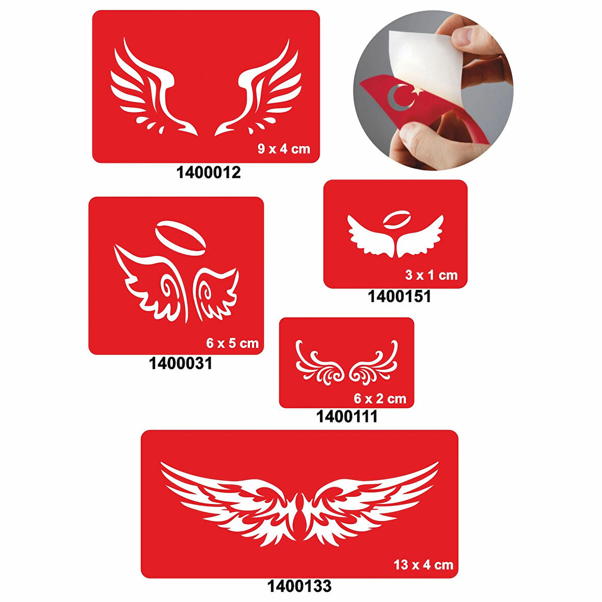 Özgür Kanatlar 5'li Set Geçici Dövme Kına Şablonu