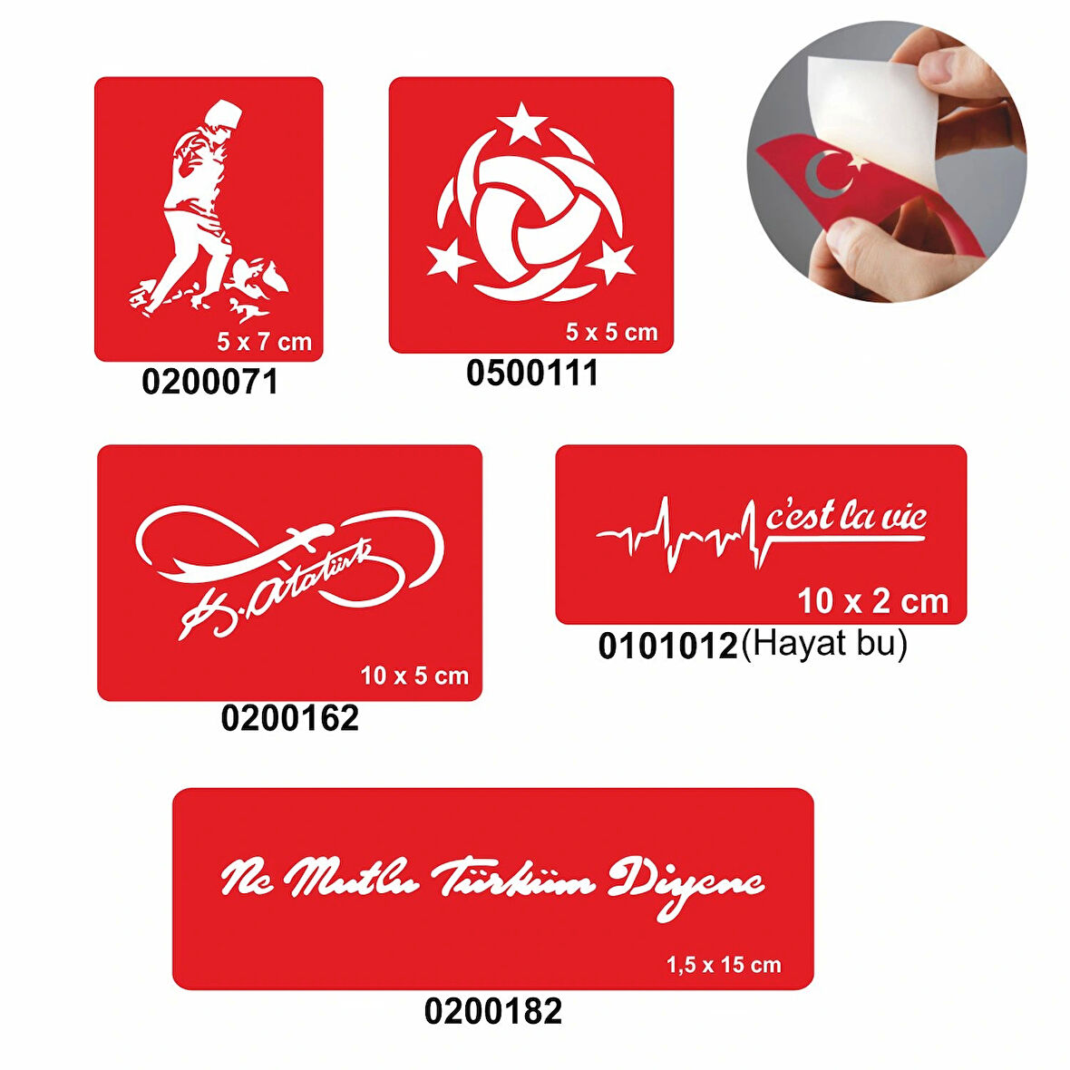 Ne Mutlu Türküm Diyene 5'li Set Geçici Dövme Kına Şablonu