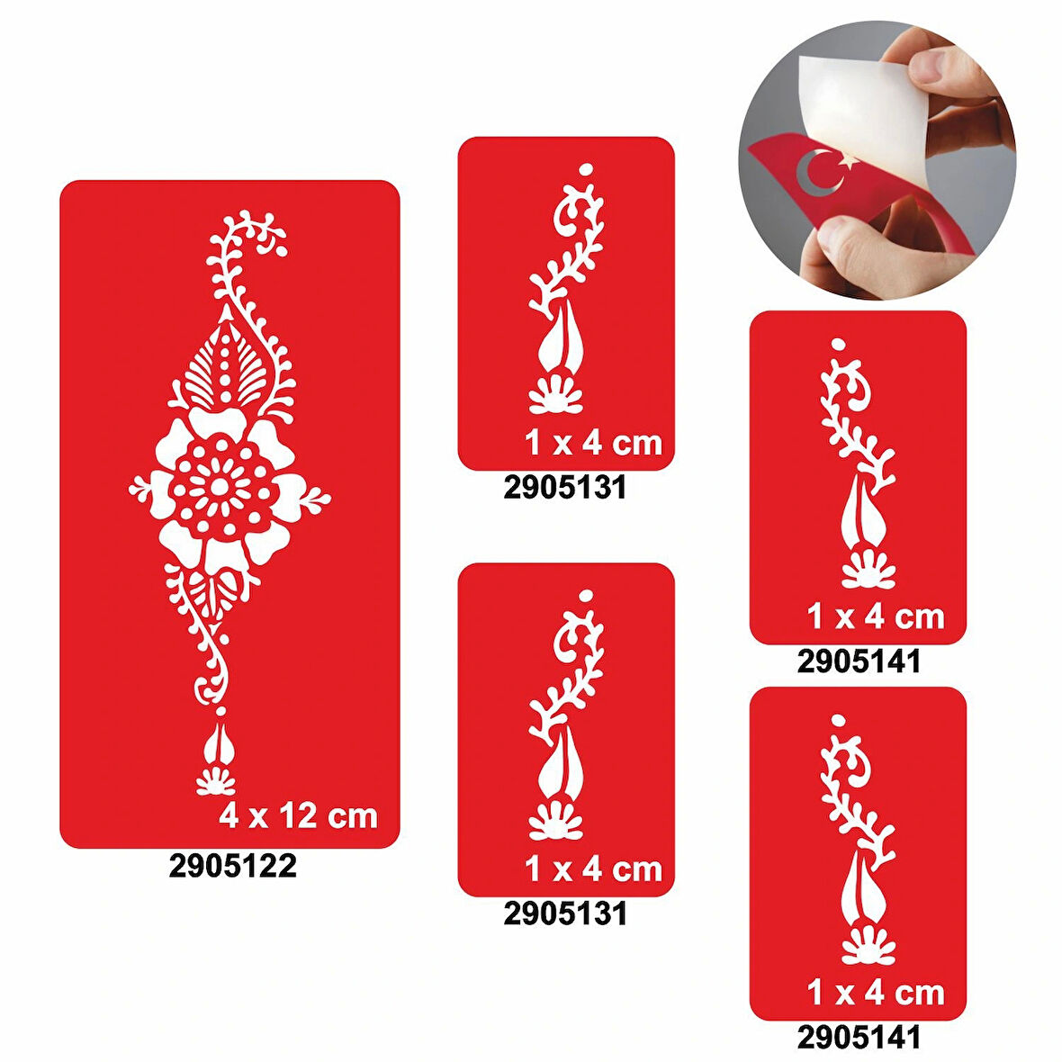 Menekşe Ve Yapraklar 5'li Set Geçici Dövme Kına Şablonu