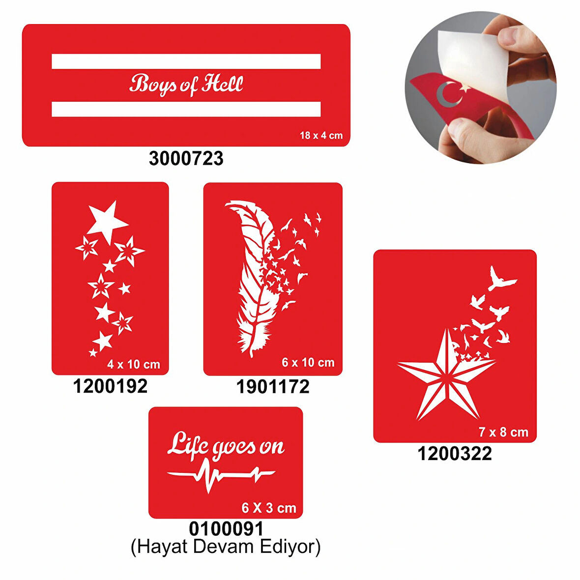 Kuşlar Ve Yıldızlar 5'li Set Geçici Dövme Kına Şablonu