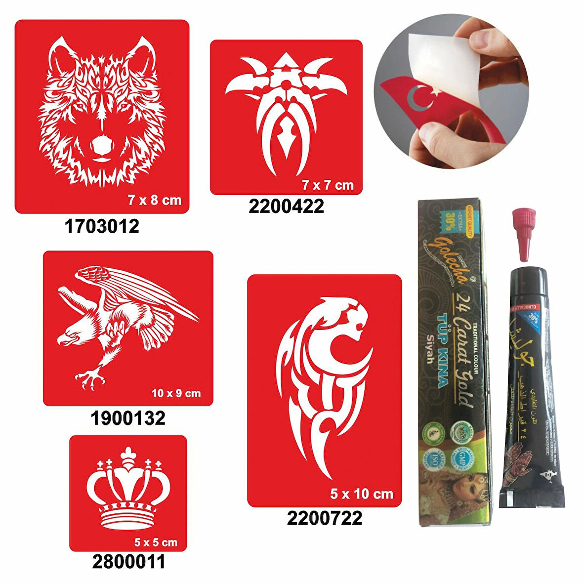 Vahşi Tribal Desenleri Hint Kınası ile Geçici Dövme Yapma Seti