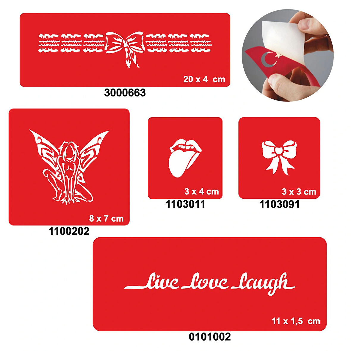 Yaşa Sev Gül 5'li Set Geçici Dövme Kına Şablonu