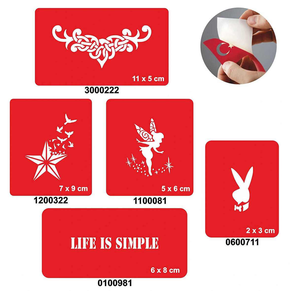 Hayat Basittir 5'li Set Geçici Dövme Kına Şablonu