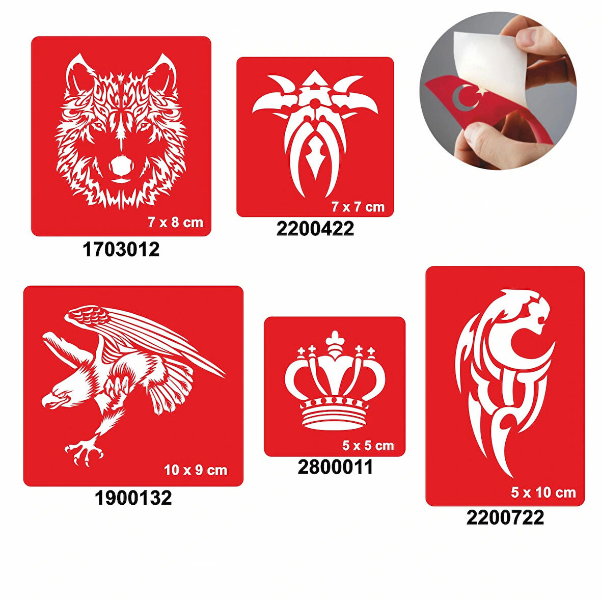 Yalnız Kurt 5'li Set Geçici Dövme Kına Şablonu