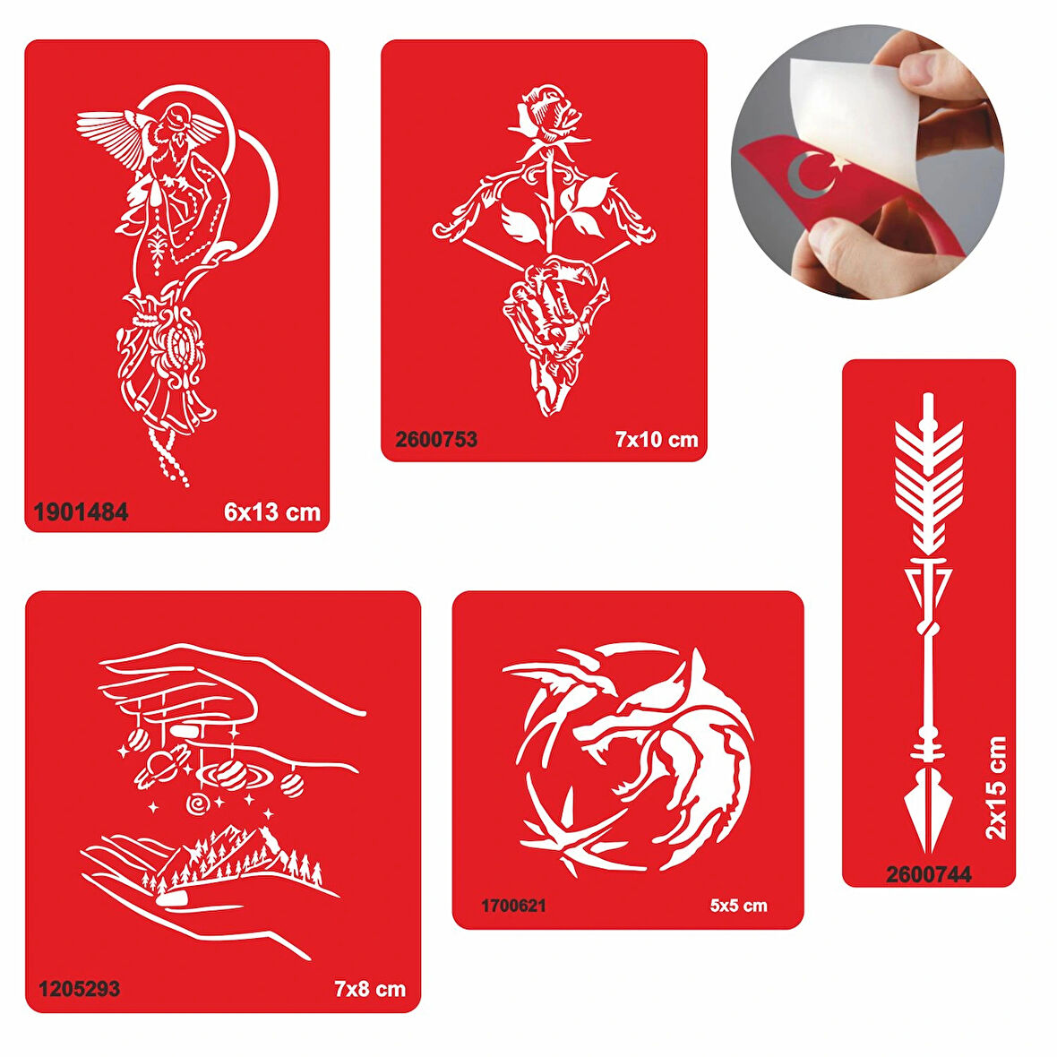 Doğruluk Sembolleri 5 li Set Geçici Dövme Kına Şablonu