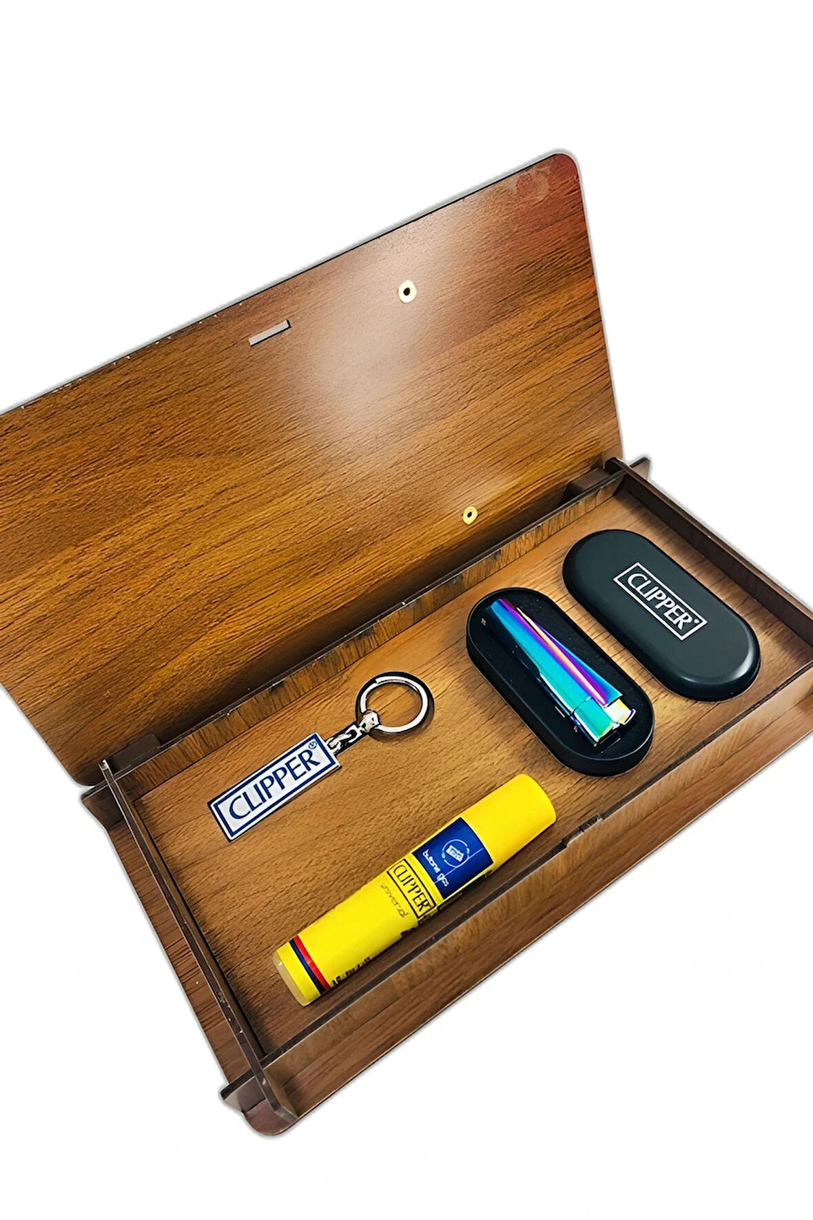 Ahşap Gazlı Metal Turbo Rüzgarda Sönmeyen Çakmak Seti Icy