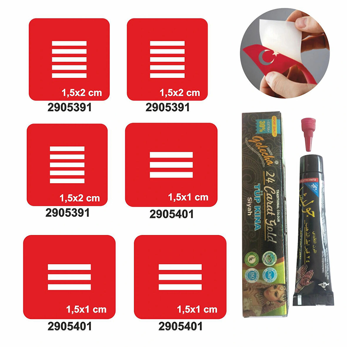 Parmak Çizgi Desenleri Hint Kınası ile Geçici Dövme Yapma Seti