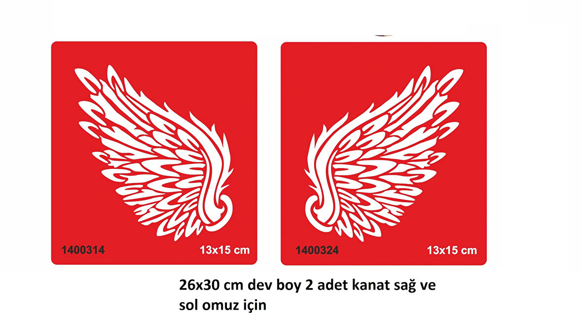 Dev Boy 2 Adet Kanat Sağ ve Sol Omuz Geçici Dövme Şablonu