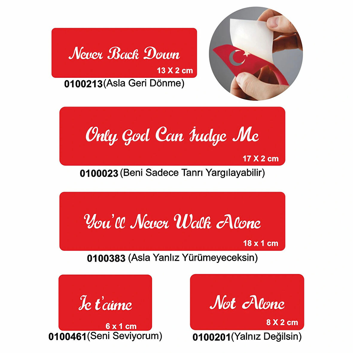 Güçlü Sloganlar 5'li Set Geçici Dövme Kına Şablonu