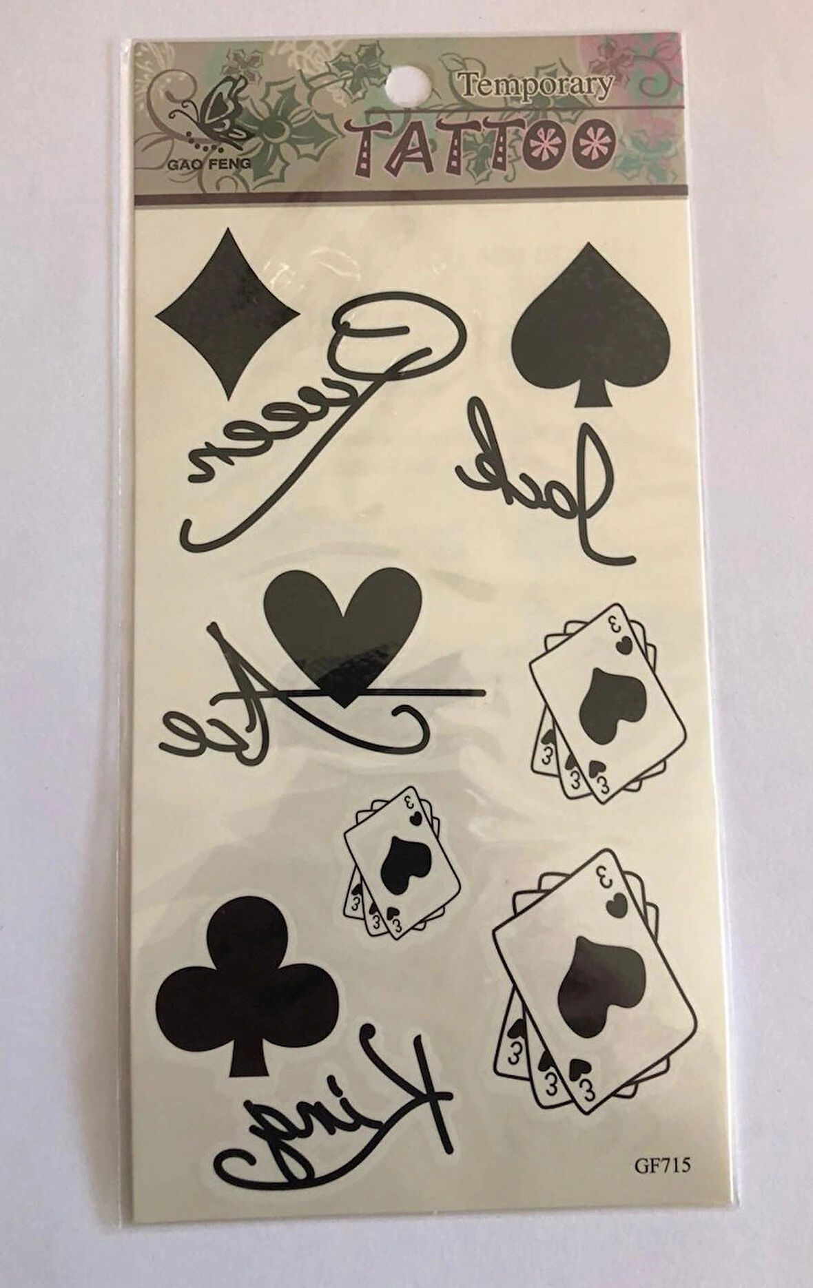 İskambil  Yapıştırma Sticker Dövme Geçici Dövme Temporary Tattoos