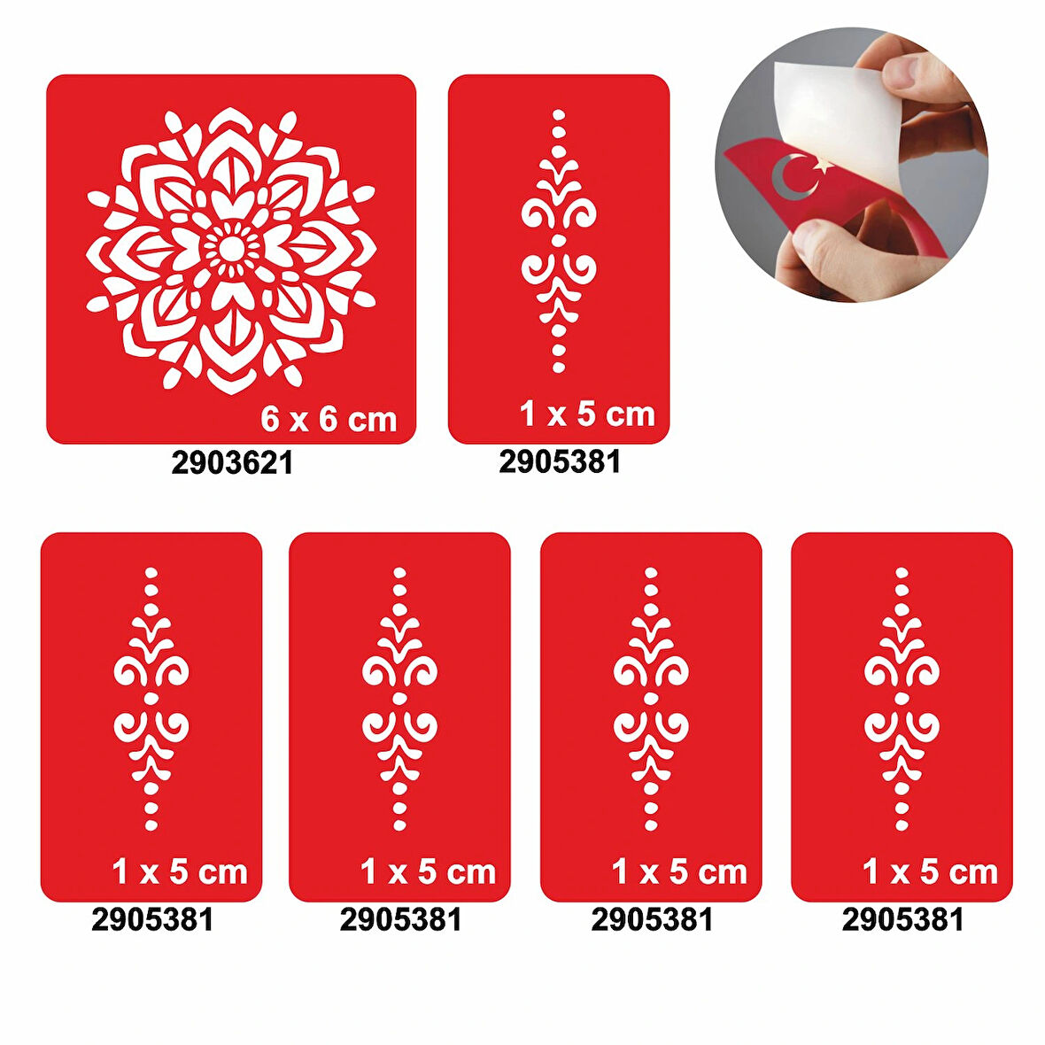 Mandala 5'li Set Geçici Dövme Kına Şablonu