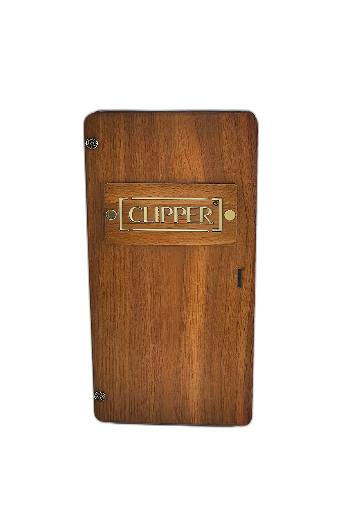 Ahşap Gazlı Metal Taşlı Çakmak Seti Gümüş