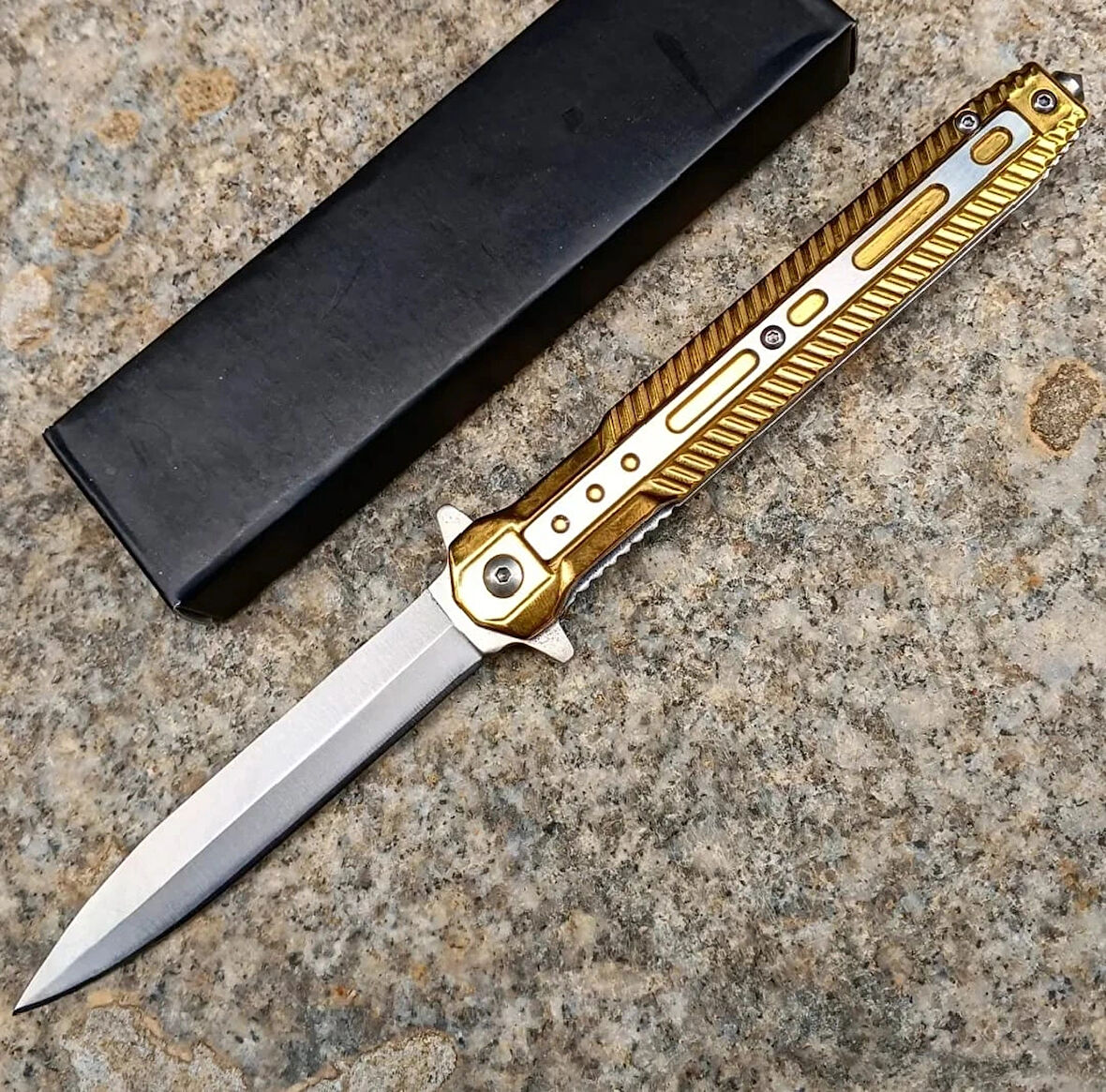 AlsepeteAvm Gold Otomatik  Metal Beyfendi Kamp Çakısı