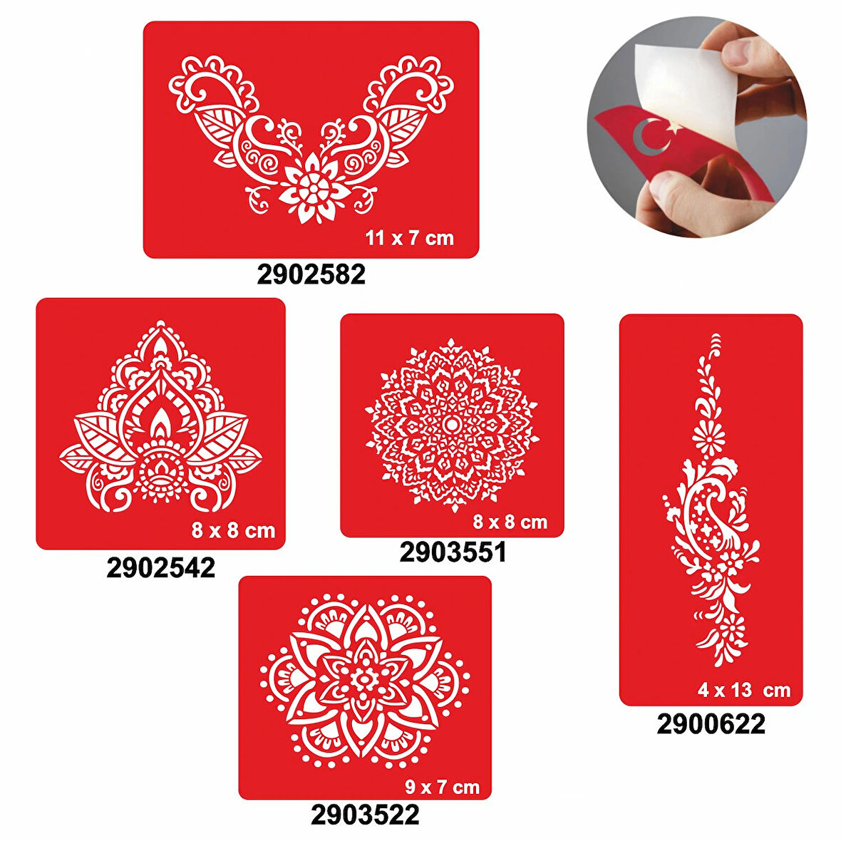 Dantel Modelleri 5'li Set Geçici Dövme Kına Şablonu