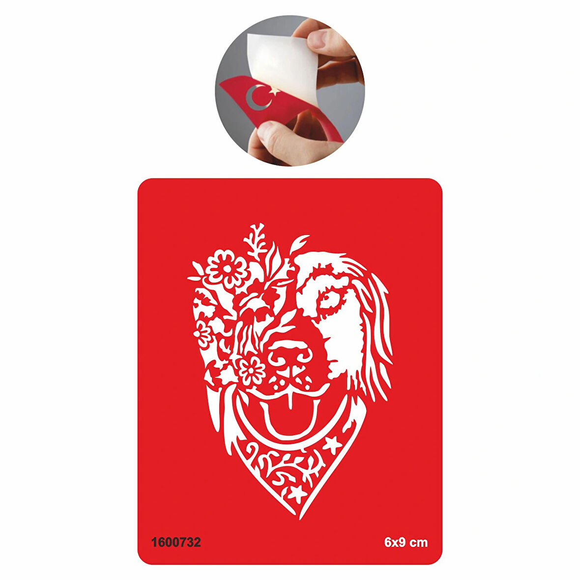 Çiçekli Köpek Tattoo Geçici Dövme Şablonları Kına Kalıpları